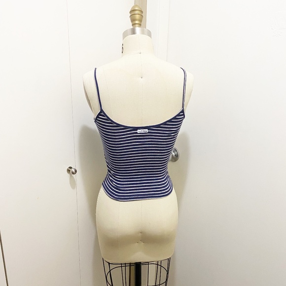 Le Chateau Striped Spaghetti Strap Tank Top Blue White XS - Picture 3 of 8